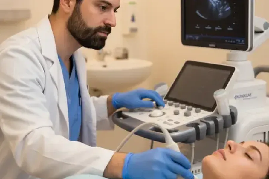 Ultrassonografia de tireoide com doppler realizada no consultório